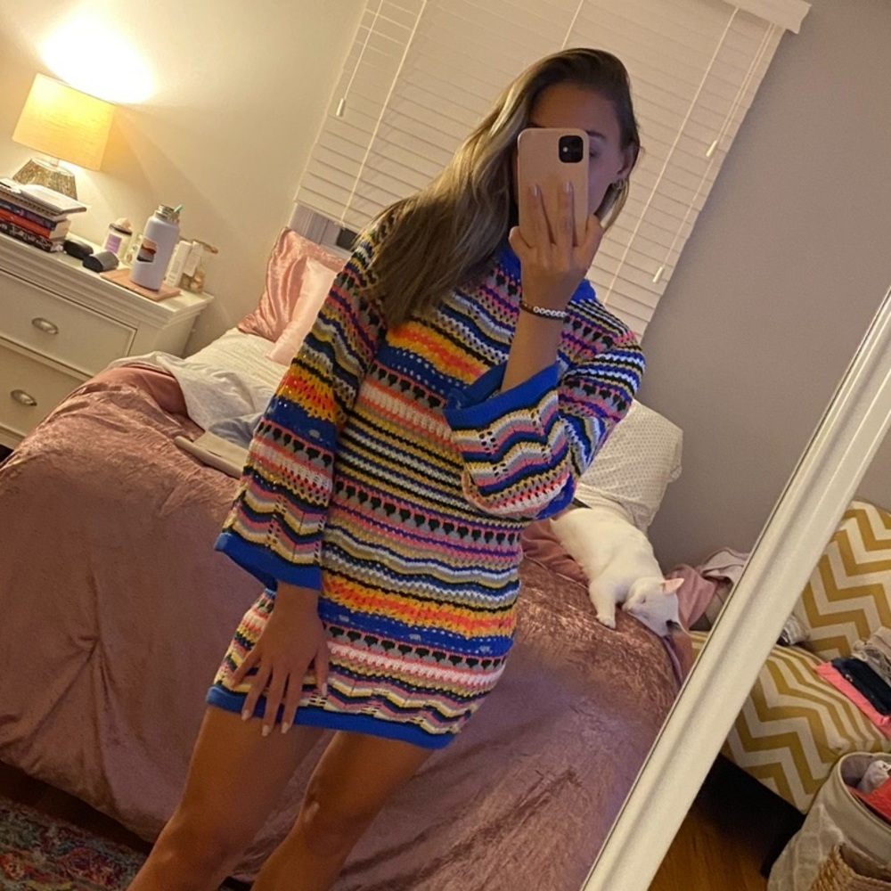 Verge Girl Multi-color Crochet Mini Dress